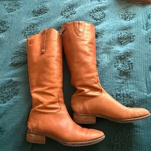 Sam Edelman Orange Leather Heeled Boots